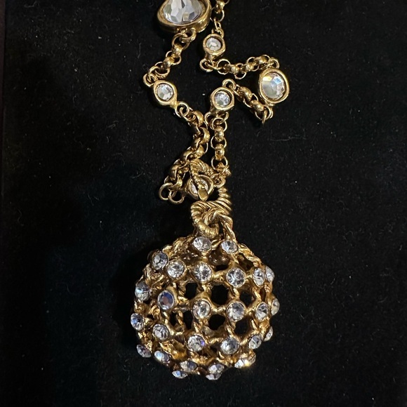 Blanca 36" Gold Tone Necklace with Crystal Ball Pendant Adjustable - Picture 11 of 13